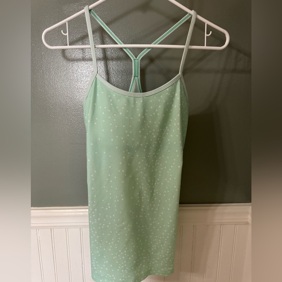 lululemon athletica Tops - Lululemon Power Y Back Tank Mint Green & White Polka Dots Size 4